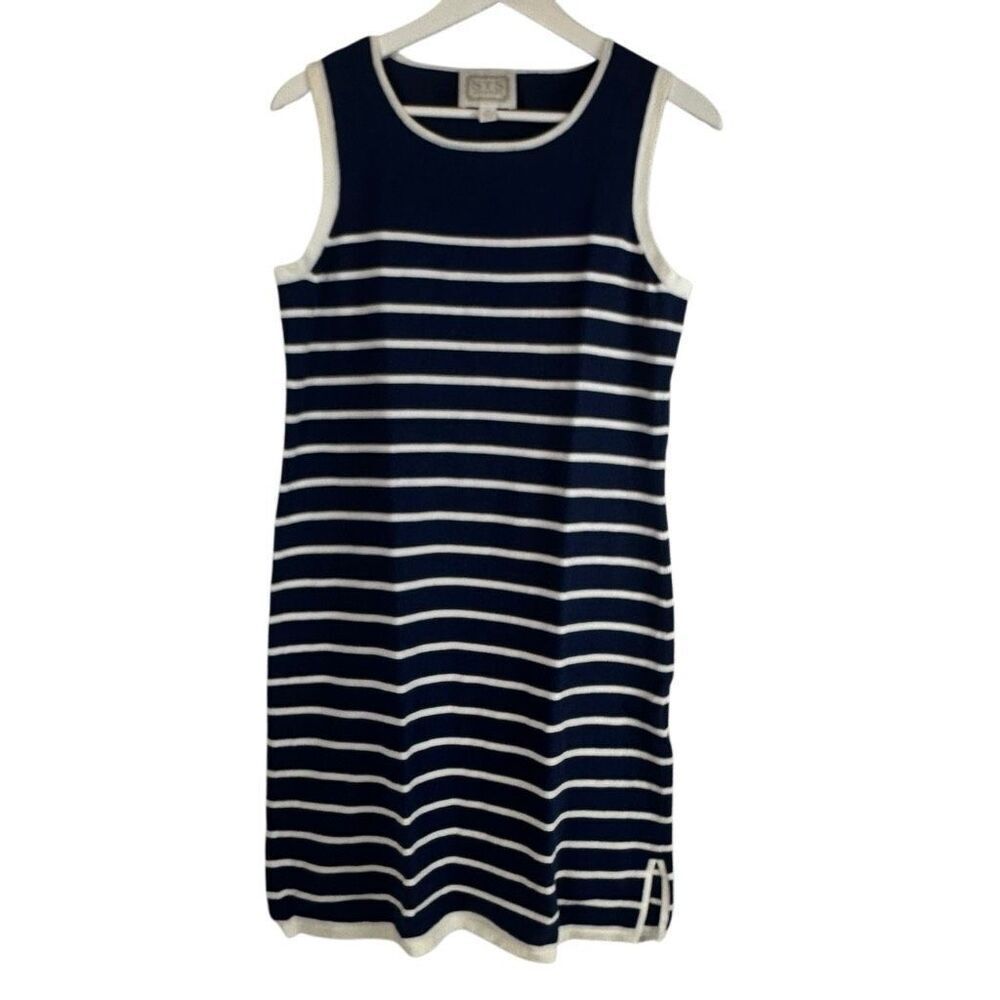 STS Sail to Sable Sleeveless Shift Dress Stripe Size Medium